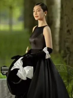 Black Wedding Dresses Satin Fabric A-Line Sleeveless Floor-Length Bridal Gown Free Customization