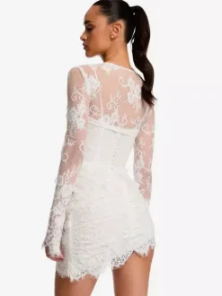 Black Wedding Dresses Sheath Long Sleeves Lace Short Bridal Dress Free Customization
