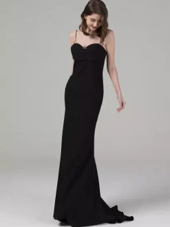 Black Wedding Dresses Stretch Crepe Mermaid Sleeveless Beaded With Train Bridal Gown Free Customization