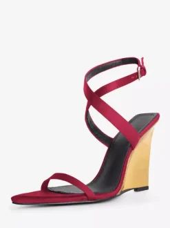 Black Wedge Heels Women's Open Toe Criss Cross Sandal Shoes For Women