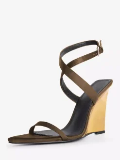 Black Wedge Heels Women's Open Toe Criss Cross Sandal Shoes For Women