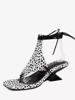 Black Wedge Sandals Women's Thong Lace Up Designed Heel Sandals