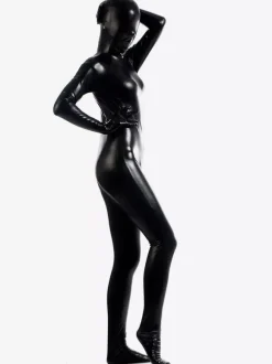 Black Zentai Suit Adults Unisex Full Body Shiny Metallic Bodysuit