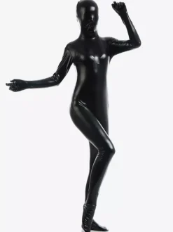 Black Zentai Suit Adults Unisex Full Body Shiny Metallic Bodysuit