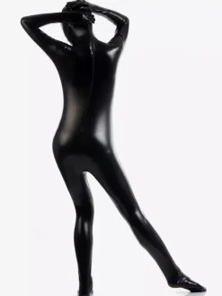 Black Zentai Suit Adults Unisex Full Body Shiny Metallic Bodysuit