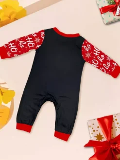 Black And Red Family Christmas Pajamas With Santa Hat Top And Ho Ho Ho Pants 2026