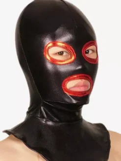 Black And Red Open Eye And Mouth Shiny Metallic Hood