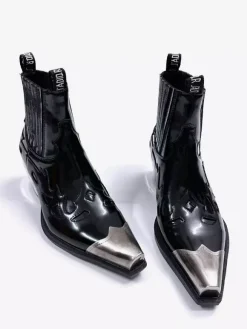 Black Ankle Boots Men's Pointed Toe Deisgned Chunky Heel Booties