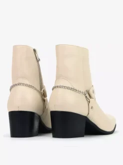 Black Ankle Boots Men's Round Toe Chain Detail Chunky Heel Booties