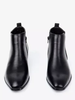 Black Ankle Boots Men's Round Toe Slip On Flat Casual Booties