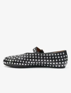 Black Ballerina Flats Rhinestones Round Toe Mary Jane Ballet Flat Shoes