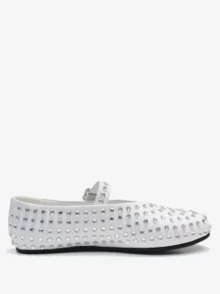 Black Ballerina Flats Rhinestones Round Toe Mary Jane Ballet Flat Shoes