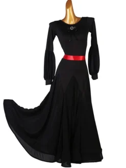 Black Ballroom Dance Costumes Women's Lycra Spandex Set Dress Dance Dress