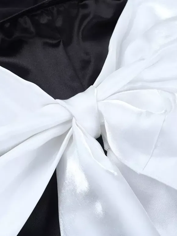 Black Bodycon Women's Mini Dress - Off Shoulder White Bow Back With Train - Sexy Strapless Summer Birthday Party Gown 2026