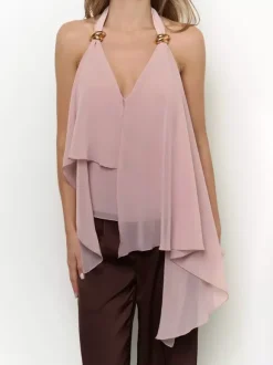 Black Cami Top Halter Backless Sleeveless Chic Camis For Women