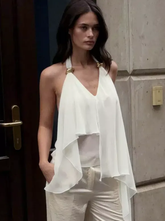 Black Cami Top Halter Backless Sleeveless Chic Camis For Women