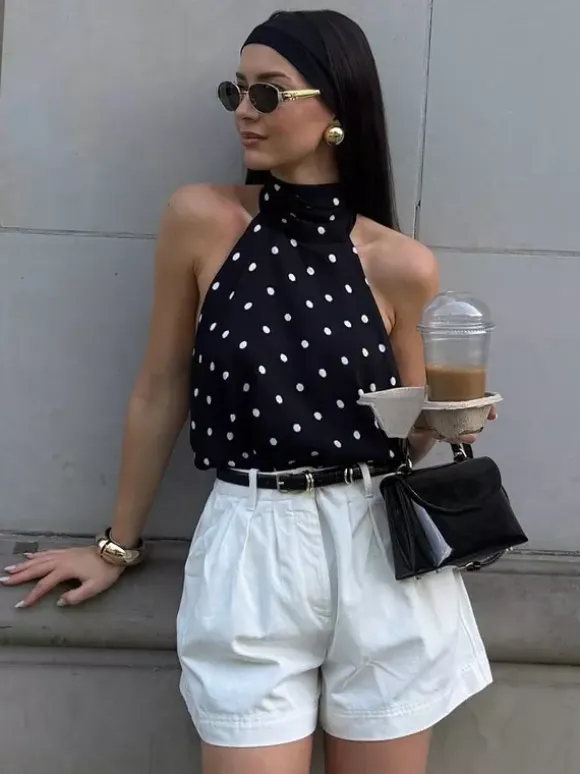 Black Cami Top Halter Sleeveless Chic Camis For Women