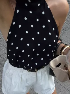Black Cami Top Halter Sleeveless Chic Camis For Women