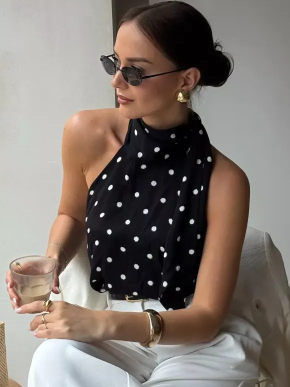 Black Cami Top Halter Sleeveless Chic Camis For Women