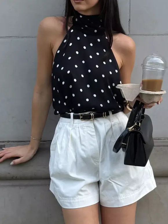 Black Cami Top Halter Sleeveless Chic Camis For Women