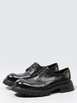 Black Casual Shoes Genuine Leather Round Toe Lace Up Shoes