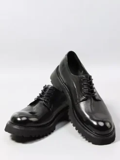 Black Casual Shoes Genuine Leather Round Toe Lace Up Shoes