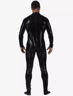 Black Catsuit For Men Shiny Metallic Catsuit Costume