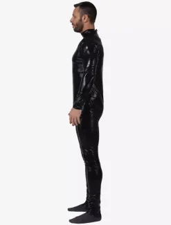 Black Catsuit For Men Shiny Metallic Catsuit Costume