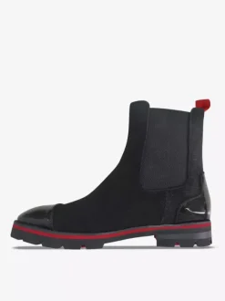Black Chelsea Boots Men's Patchwork Central PU Ankle Prom Dress Boots