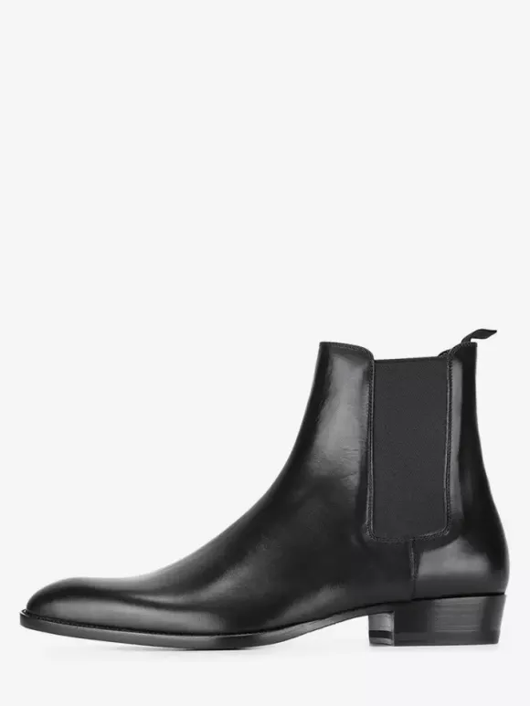Black Chelsea Boots Men's Round Toe Slip On Ankle Boots