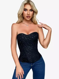 Black Corset Underbust Sweetheart Shapewear Back Zipper Womens Bustier