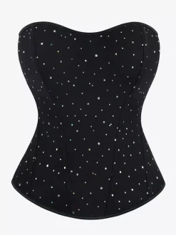Black Corset Underbust Sweetheart Shapewear Back Zipper Womens Bustier