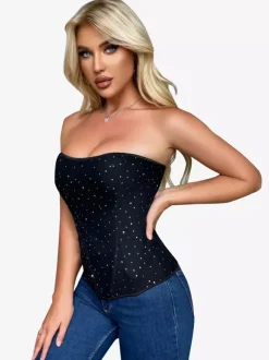 Black Corset Underbust Sweetheart Shapewear Back Zipper Womens Bustier
