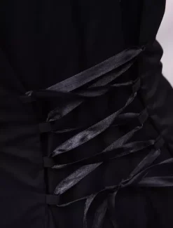 Black Cotton Lolita Blouse Long Sleeves Stand Collar Ruffles Bow