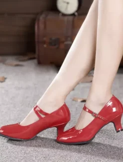 Black Dance Shoes Women Ballroom Shoes Round Toe Latin Dancing Shoes