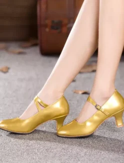 Black Dance Shoes Women Ballroom Shoes Round Toe Latin Dancing Shoes