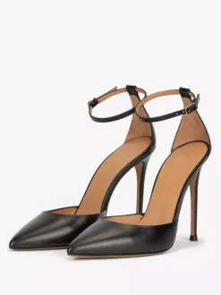 Black Dress High Heels Pointed Toe Stiletto Heel Ankle Strap Pumps