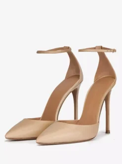 Black Dress High Heels Pointed Toe Stiletto Heel Ankle Strap Pumps