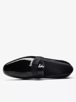 Black Dress Shoes Men's Real Leather Round Toe Slip On Loafers