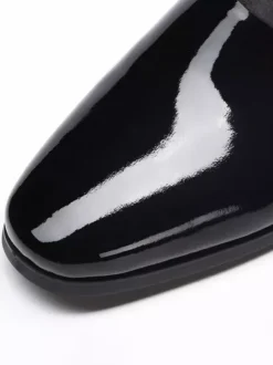 Black Dress Shoes Men's Real Leather Round Toe Slip On Loafers