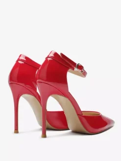 Black Dress Shoes Women Pointed Toe High Heel Ankle Strap Pumps