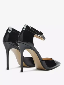 Black Dress Shoes Women Pointed Toe High Heel Ankle Strap Pumps