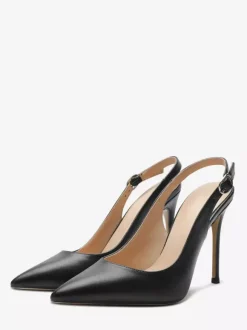 Black Dress Shoes Women's Pointed Toe Slip On Pumps