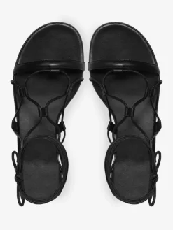 Black Flat Sandals Open Toe Lace Up Sandal Flats For Women