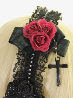 Black Flower Bows Lace Synthetic Lolita Hair Accessories