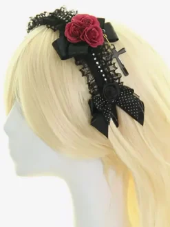 Black Flower Bows Lace Synthetic Lolita Hair Accessories