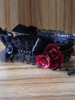Black Flower Bows Lace Synthetic Lolita Hair Accessories