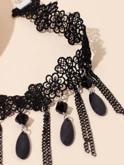 Black Gothic Wedding Necklaces Black Baguette Wedding Necklace