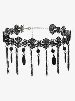 Black Gothic Wedding Necklaces Black Baguette Wedding Necklace