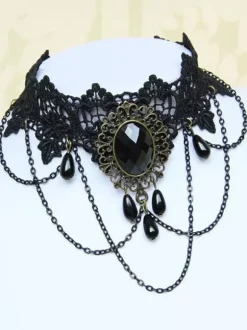 Black Gothic Wedding Necklaces Black Rectangular Wedding Necklace